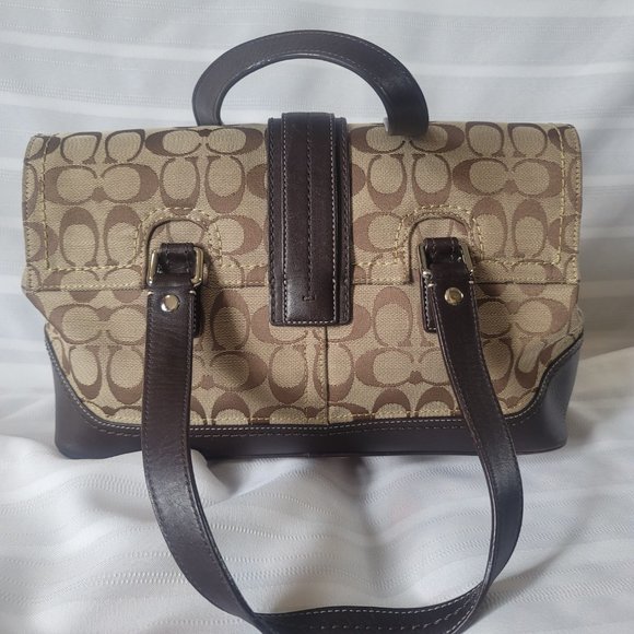 Coach Y2K Hampton Flap Jacquard Optic Signature Carryall Satchel Bag Purse - Picture 2 of 6